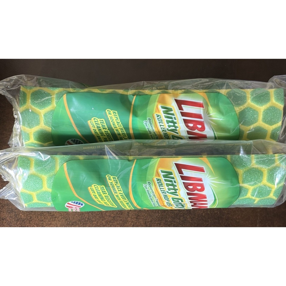 Libman Nitty Gritty Roller Mop Refills Head Replacement Green Yellow 2 Pack New
